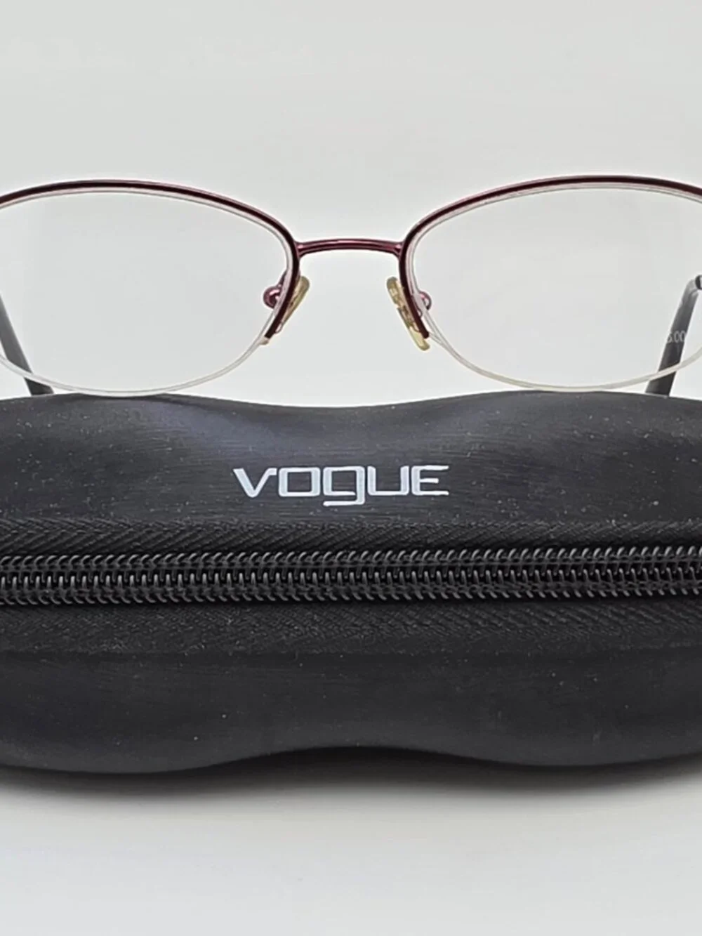 Vogue VO3955-BI 812 Plum Rhinestone Semi Rimless Cat Eye Eyeglasses Frame 49mm